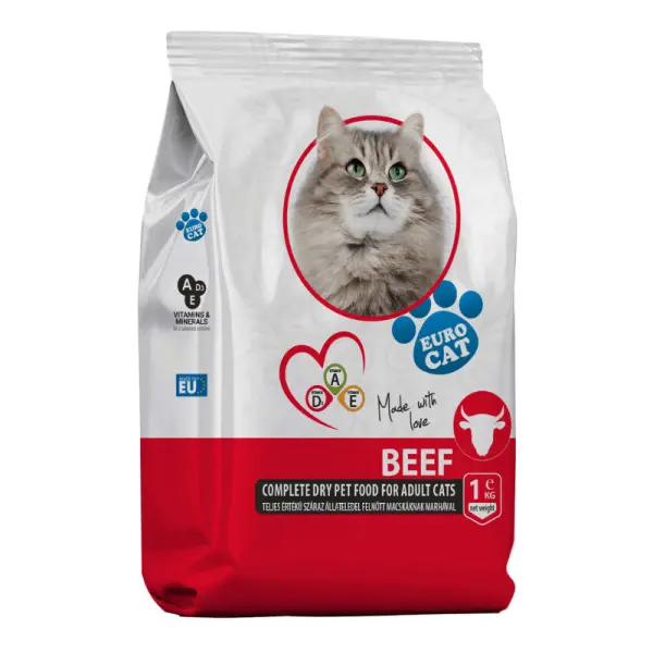 Eurocat száraz macskaeledel 1kg Marha