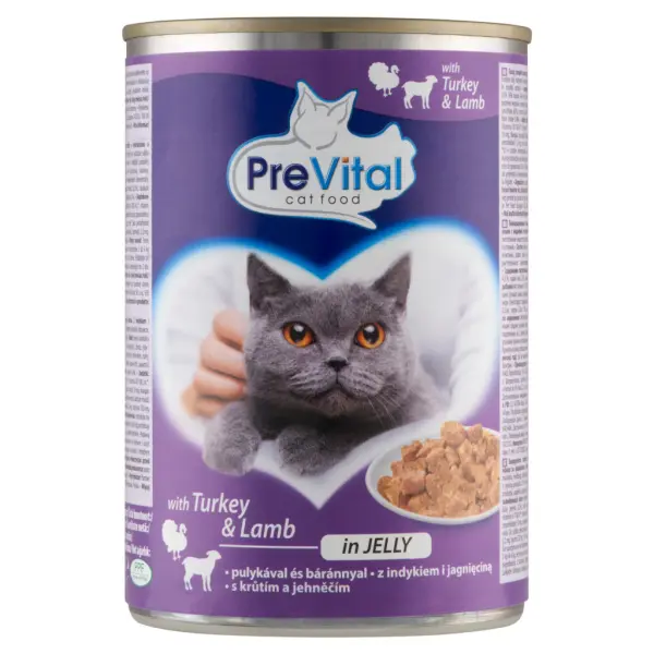 PreVital teljes értékű állateledel felnőtt macskák számára pulykával és báránnyal zselében 415 g
