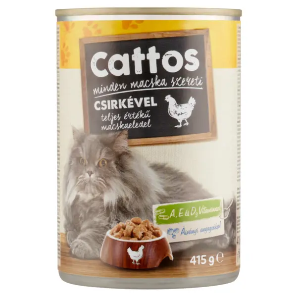Cattos teljes értékű állateledel felnőtt macskák számára csirkével 415 g