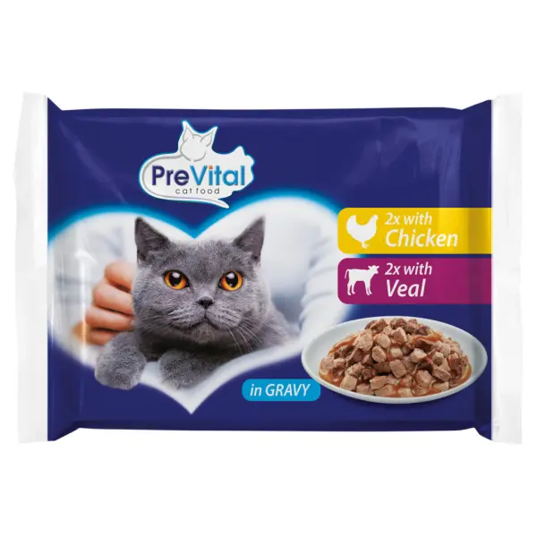PreVital teljes értékű állateledel felnőtt macskák számára szószban 4 x 100 g