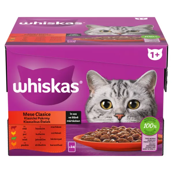 Whiskas alutasakos macskaeledel 24x85g klasszikus válogatás