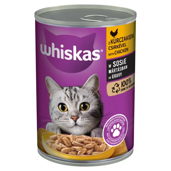 Whiskas teljes értékű nedves eledel felnőtt macskáknak csirkével aszpikban 400 g