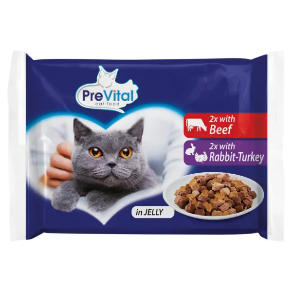 PreVital teljes értékű állateledel felnőtt macskák számára aszpikban 4 x 100 g