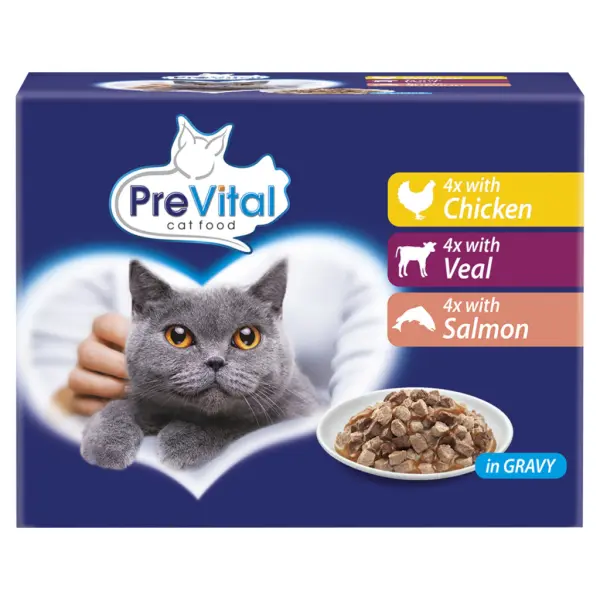 PreVital teljes értékű állateledel felnőtt macskák számára szószban 12 x 100 g