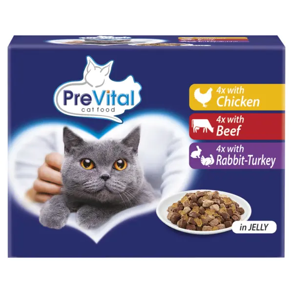 PreVital teljes értékű állateledel felnőtt macskák számára aszpikban 12 x 100 g