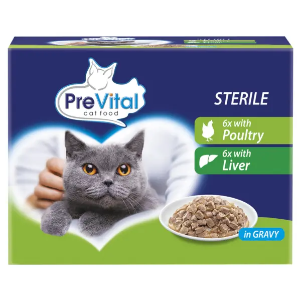 PreVital teljes értékű állateledel felnőtt, ivartalanított macskák számára szószban 12 x 100 g