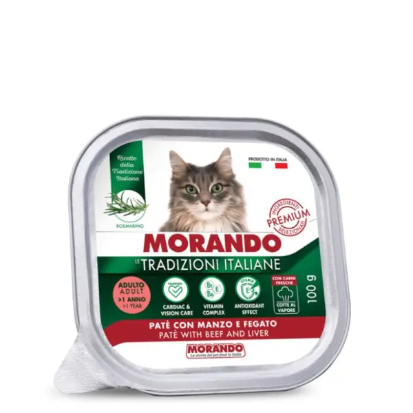 Morando TI pástétom macskáknak 100g marhahússal és májjal