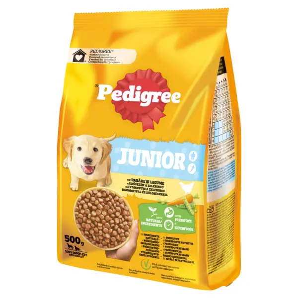 Pedigree Junior teljes értékű szárazeledel kölyökkutyák számára baromfival és zöldségekkel 500 g