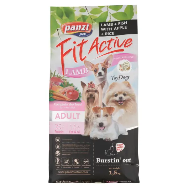 Panzi Fit Active Hypoallergenic Toy Dogs bárány + alma szárazeledel felnőtt kutyák számára 1,5 kg