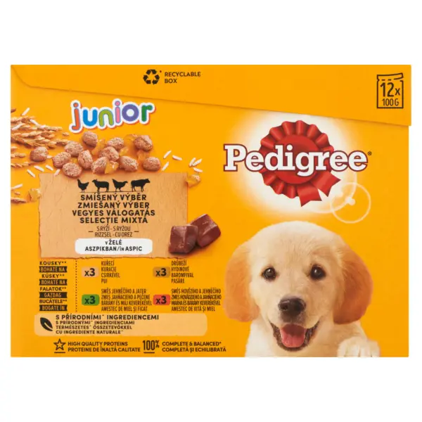 Pedigree Junior Vegyes Válogatás teljes értékű nedves eledel kölyökkutyáknak 12 x 100 g (1,2 kg)