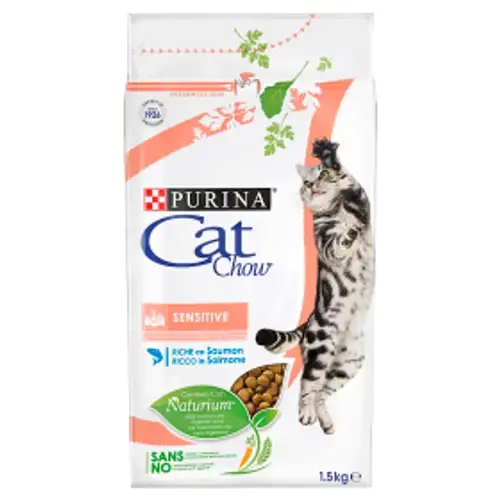 CAT CHOW Macskatáp - Adult Sensitive Lazacban Gazdag 15kg
