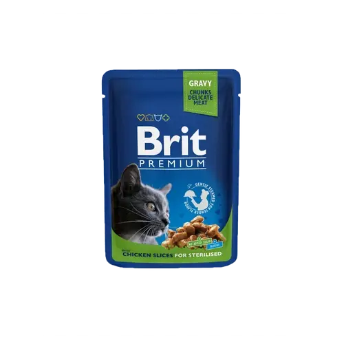 BRIT Prémium Macska Alutasak - Adult Chicken Slices for Sterilised 100g x1