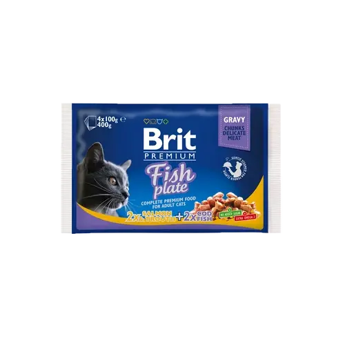 BRIT Prémium Macska Alutasak - Adult Plate Fish 100g x4