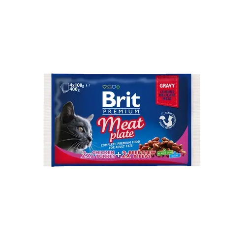 BRIT Prémium Macska Alutasak - Adult Plate Meat 100g x4