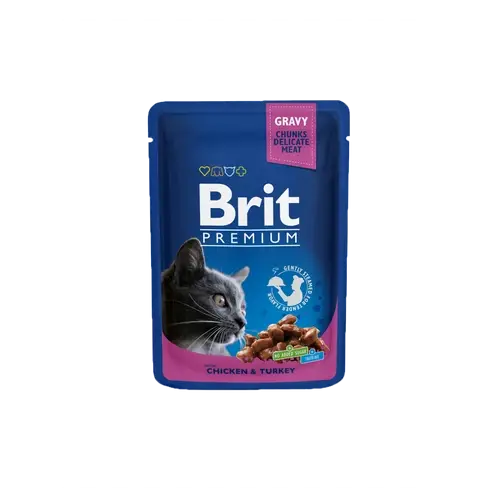 BRIT Prémium Macska Alutasak - Adult Zselében Chicken & Turkey 100g