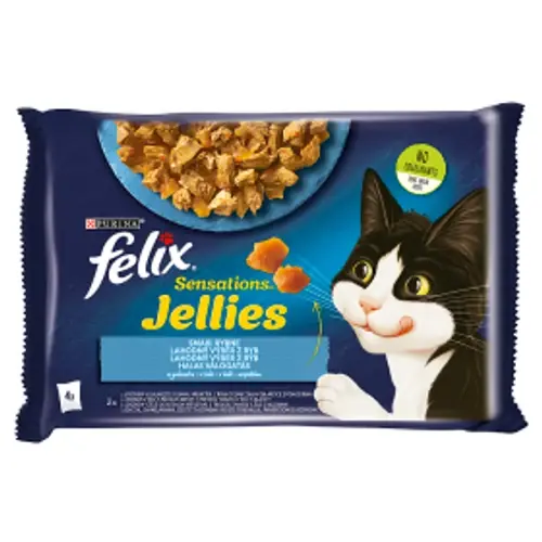 FELIX Macska Alutasak - Sensations Jellies Halas válogatás Aszpikban 85g x 4