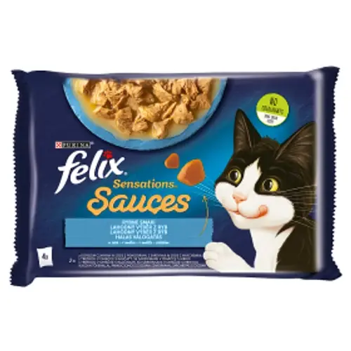 FELIX Macska Alutasak - Sensations Sauces Halas válogatás Szószban 85g x 4