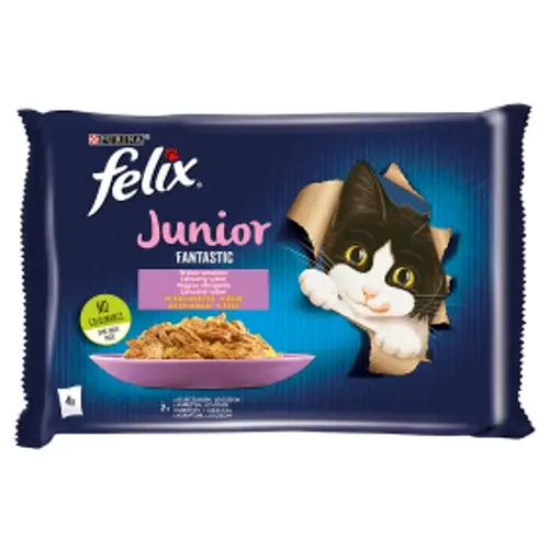 FELIX Macska Alutasak Junior - Fantastic Aszpikban Csirkével Lazac 85g x 4