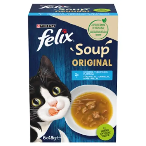 FELIX Macska Tasakos Leves - Soup Original Halas válogatás Szószban 48g x 6