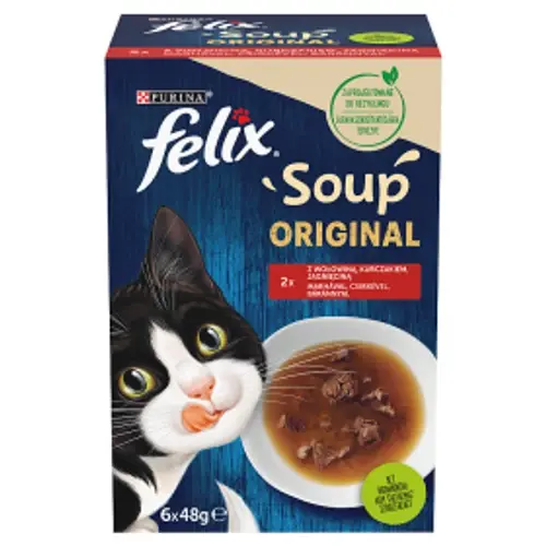 FELIX Macska Tasakos Leves - Soup Original Házias válogatás Szószban 48g x 6