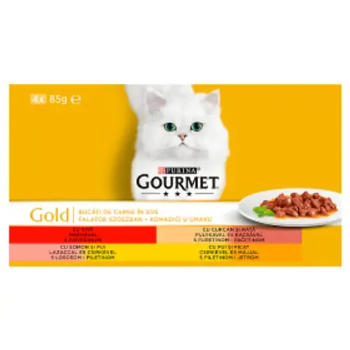 GOURMET GOLD Macska Konzerv - Dobozos Falatok Szószban 4x85g
