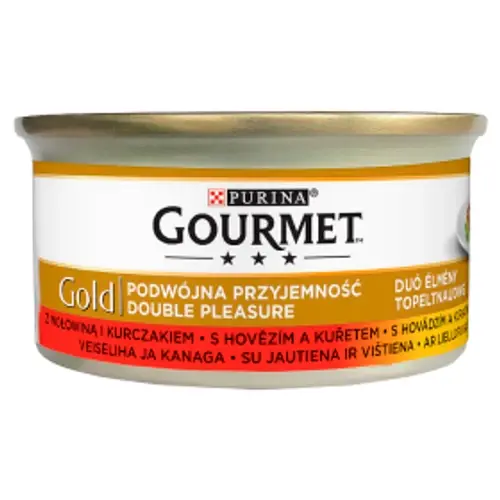GOURMET GOLD Macska Konzerv - Duó élmény Csirkével és marhával 85g