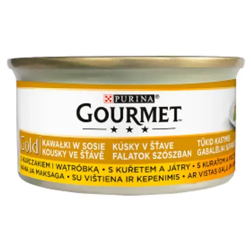 GOURMET GOLD Macska Konzerv - Szószban Csirkével és májjal 85g