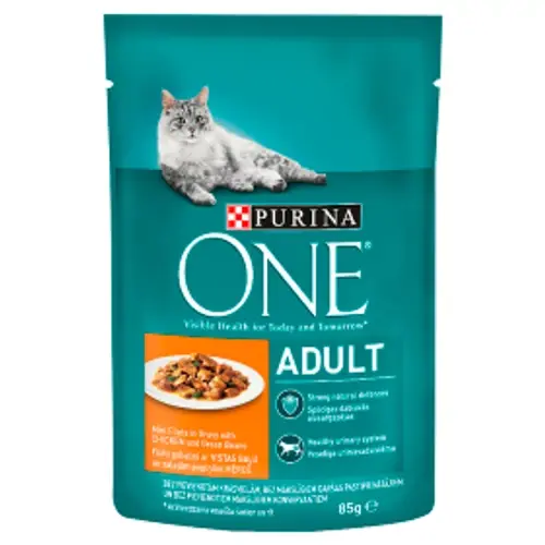 ONE Macska Alutasak - Adult Csirkével és Zöldbabbal  85g