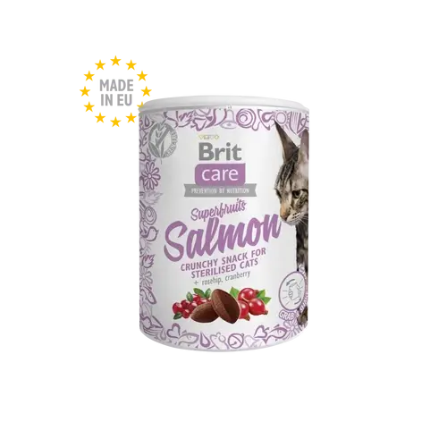 BRIT Care Macska Jutalomfalat - Adult Snack Superfruits Salmon Lazac 100g