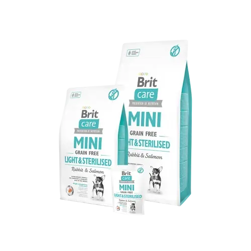 BRIT Care Kutyatáp - Grain Free Mini Adult Light & Sterilised  Nyúl-Lazac 7kg