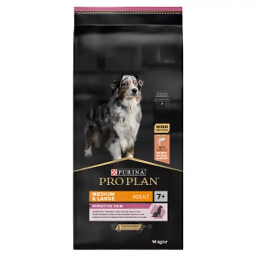 PRO PLAN Kutyatáp - Medium & Large Senior 7+ Optiderma Lazacban Gazdag 14kg