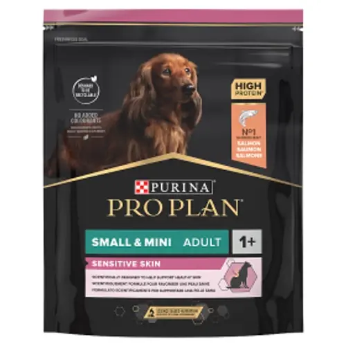 PRO PLAN Kutyatáp - Small & Mini Adult Sensitive Skin Lazacban Gazdag  700g