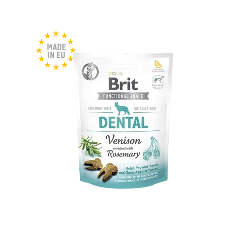 BRIT Care Kutya Jutalomfalat - Functional Snack Adult Dental Venison-Rosemary 150g