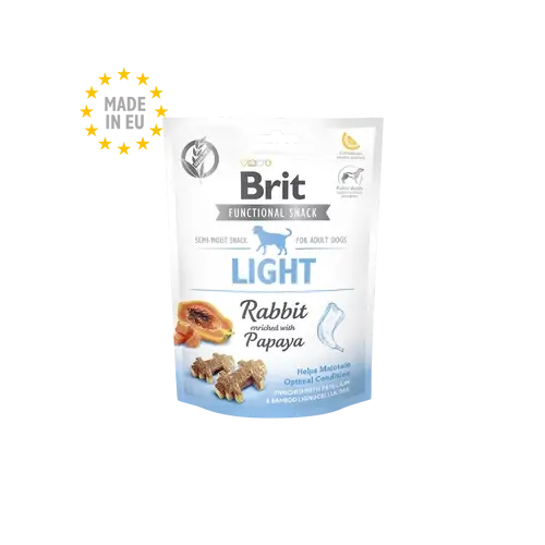 BRIT Care Kutya Jutalomfalat - Functional Snack Adult Light Nyúl-Papaya 150g