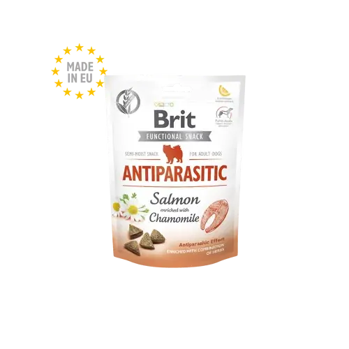 BRIT Care Kutya Jutalomfalat Functional Snack Adult Antiparasitic Lazac-kamilla 150g