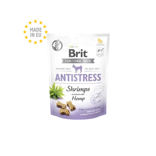 BRIT Care Kutya Jutalomfalat Functional Snack Adult Antistressz  Shrimps With Hemp 150g